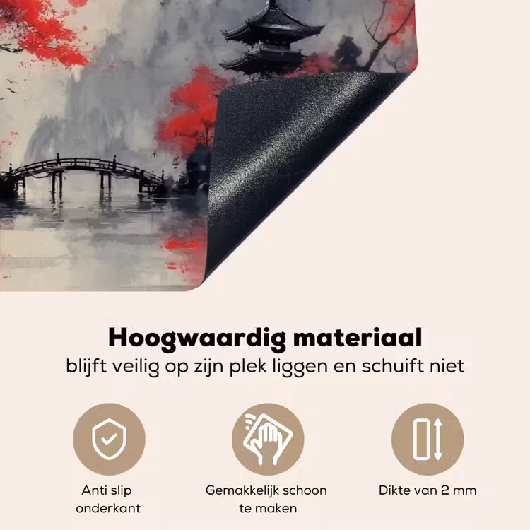 Rode zon - Rivier - brug - Bomen Inductie beschemer met haakjes middel -ky-onderkant-nl