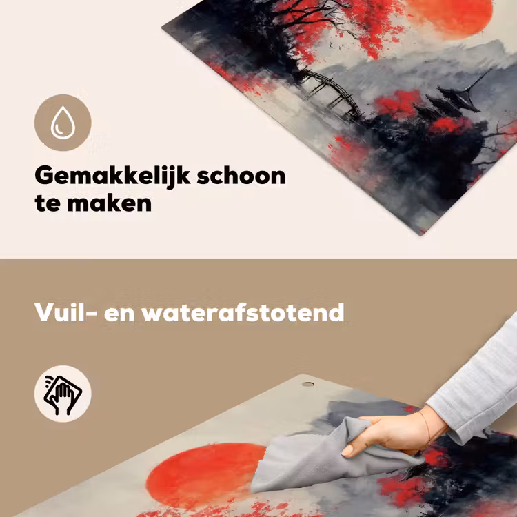 Rode zon - Rivier - brug - Bomen Inductie beschemer met haakjes middel -ky-schoon-nl