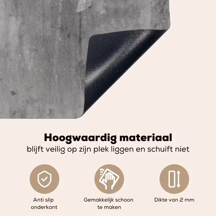 Roest - Beton - Patroon Inductie beschemer met haakjes klein 777 -ky-onderkant-nl