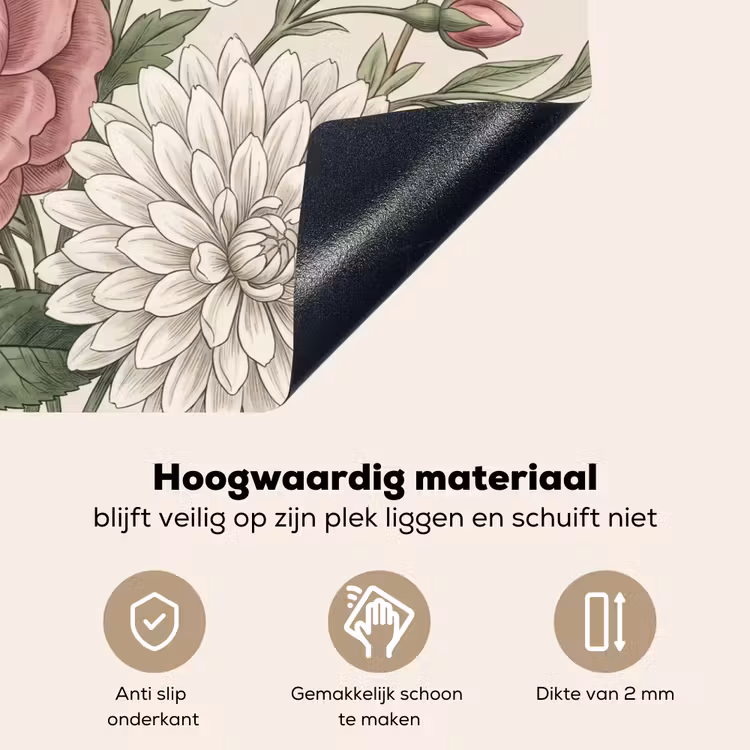 Romantisch - Design - Kleurrijk Inductie beschemer met haakjes klein -ky-onderkant-nl