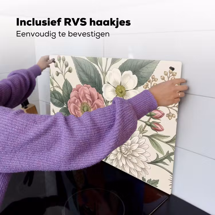 Romantisch - Design - Kleurrijk Inductie beschemer met haakjes klein -ky-ophangen-nl