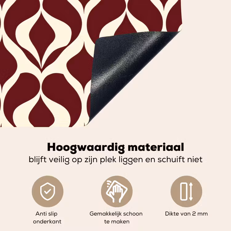 Rood - Druppelpatroon - Grafisch Inductie beschemer met haakjes klein 777 -ky-onderkant-nl
