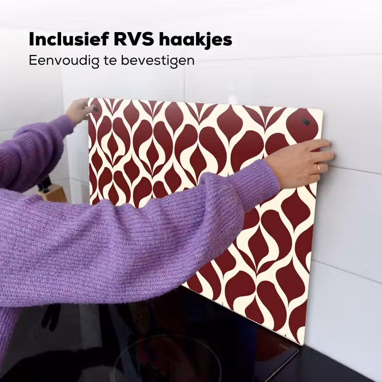 Rood - Druppelpatroon - Grafisch Inductie beschemer met haakjes klein 777 -ky-ophangen-nl