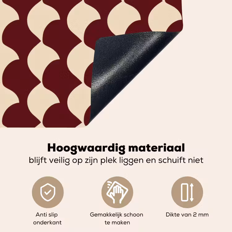 Rood - Tegelpatroon - Crème Inductie beschemer met haakjes klein 777 -ky-onderkant-nl