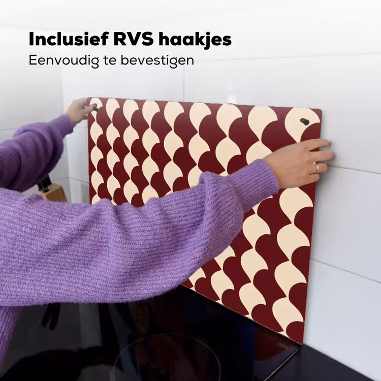 Rood - Tegelpatroon - Crème Inductie beschemer met haakjes klein 777 -ky-ophangen-nl