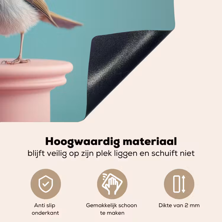 Roodborstje - Vogel - Koksmuts - Sokkel Inductie beschemer met haakjes klein -ky-onderkant-nl