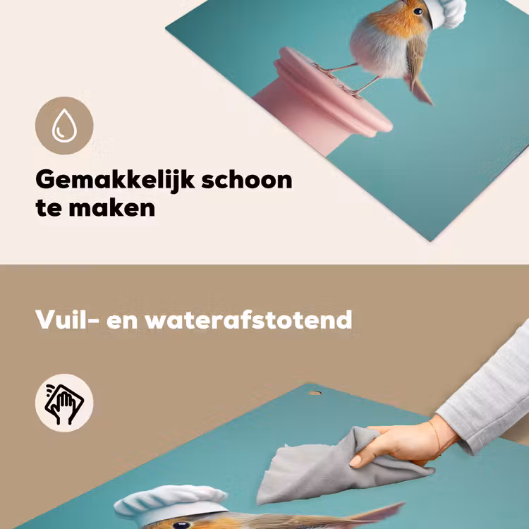 Roodborstje - Vogel - Koksmuts - Sokkel Inductie beschemer met haakjes klein -ky-schoon-nl