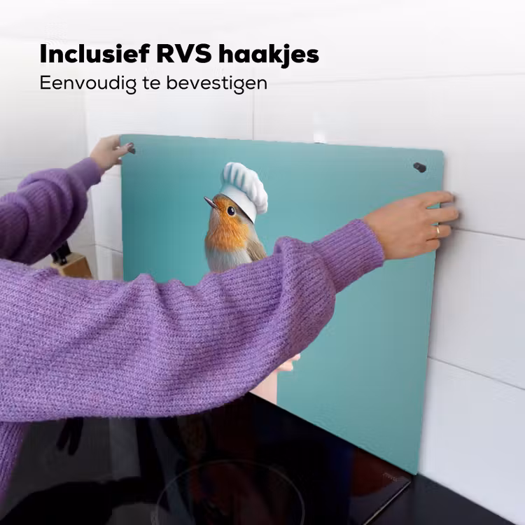 Roodborstje - Vogel - Koksmuts - Sokkel Inductie beschemer met haakjes klein -ky-ophangen-nl