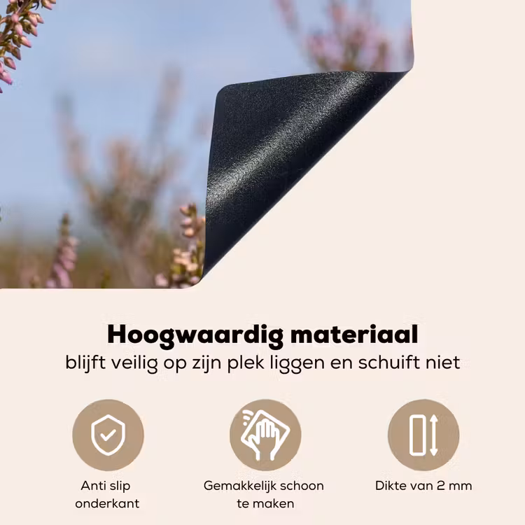 Roodborsttapuit - Heide - Paars - Natuur - Sfeervol Inductie beschemer met haakjes klein -ky-onderkant-nl