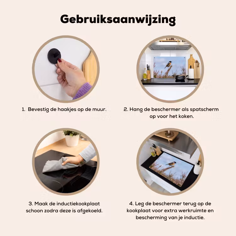 Roodborsttapuit - Heide - Paars - Natuur - Sfeervol Inductie beschemer met haakjes klein -ky-gebruik-nl