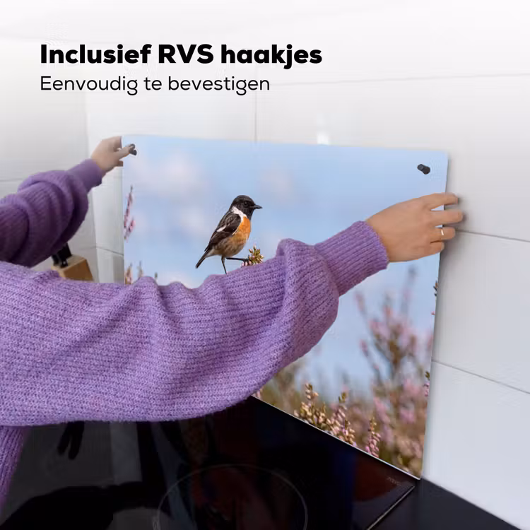 Roodborsttapuit - Heide - Paars - Natuur - Sfeervol Inductie beschemer met haakjes klein -ky-ophangen-nl