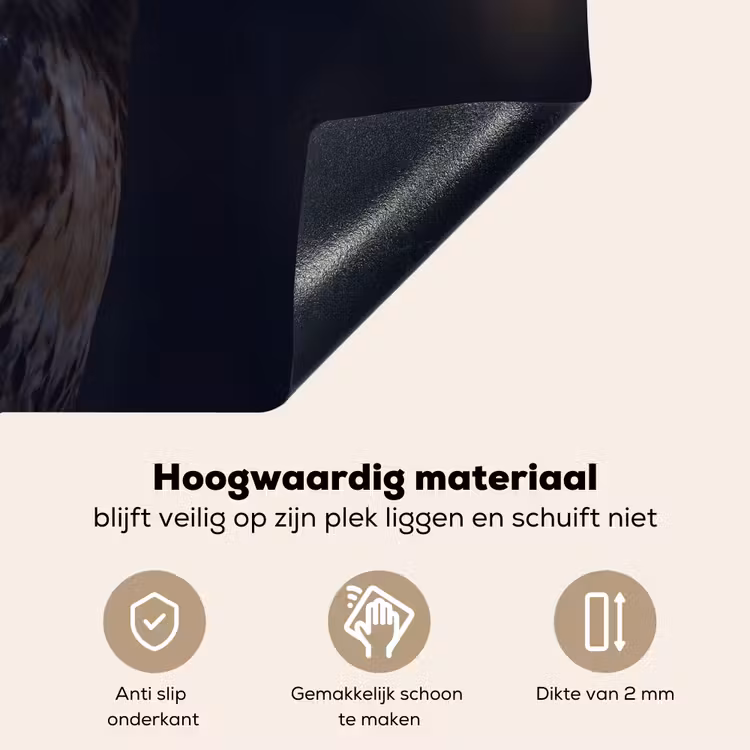 Roofvogel - Buizerd - Bruin Inductie beschemer met haakjes klein -ky-onderkant-nl