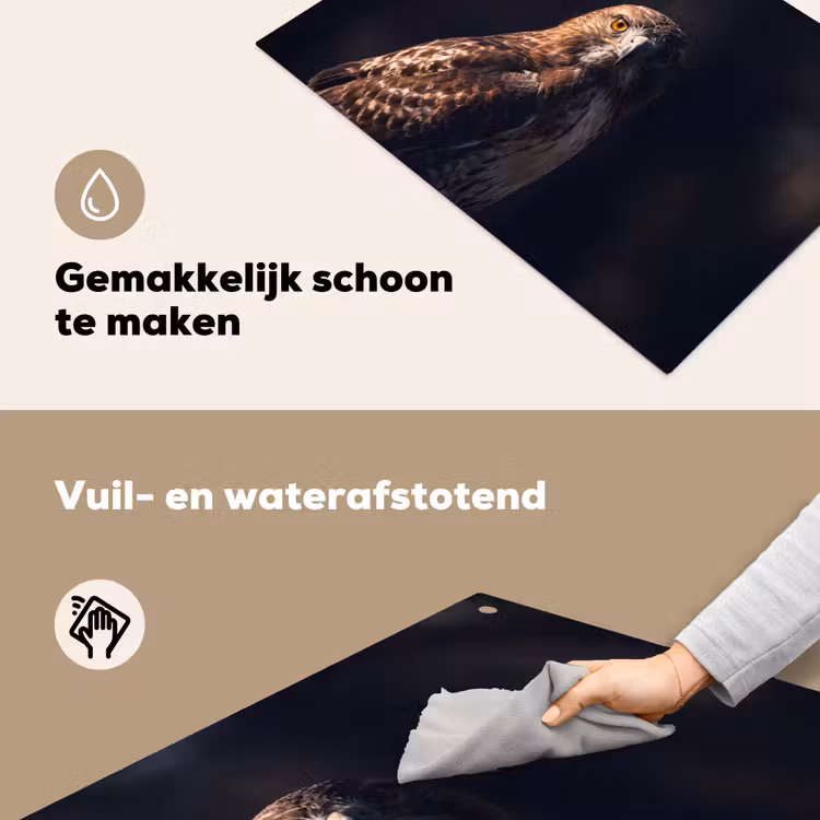Roofvogel - Buizerd - Bruin Inductie beschemer met haakjes klein -ky-schoon-nl