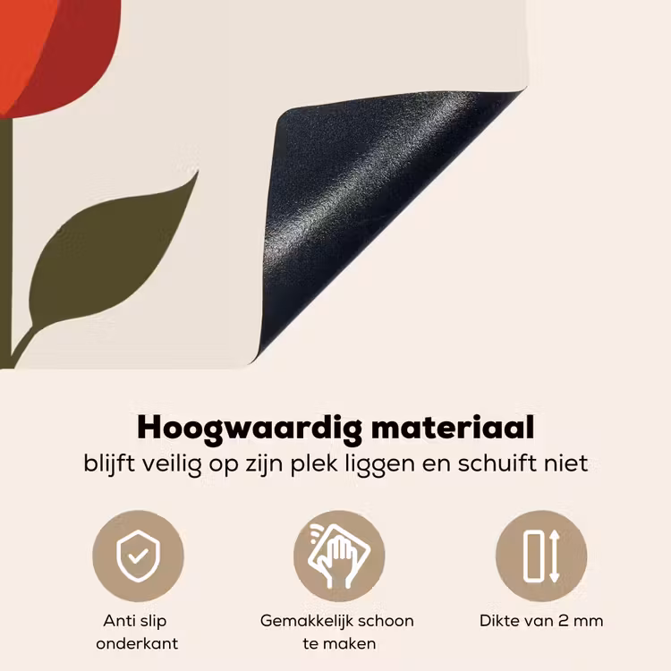 Roos - Rood - Bloem - Valentijn Inductie beschemer met haakjes klein -ky-onderkant-nl