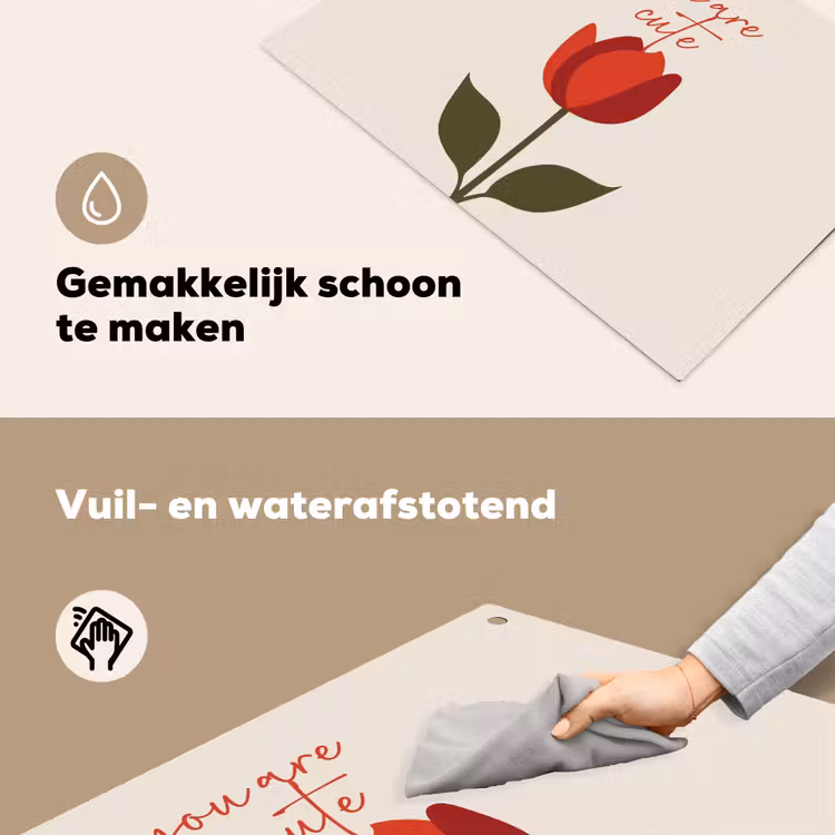 Roos - Rood - Bloem - Valentijn Inductie beschemer met haakjes klein -ky-schoon-nl