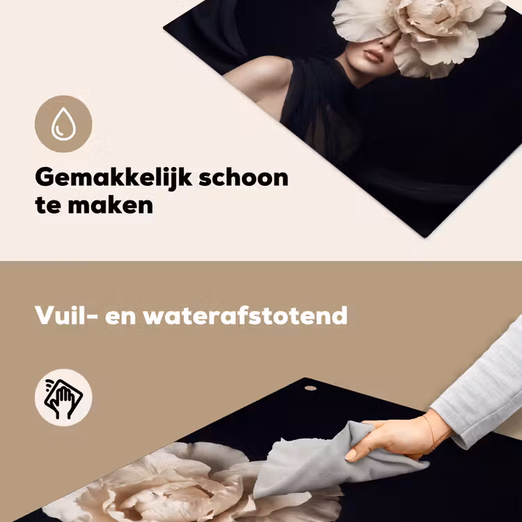 Roos - Tijdloos - Zwart Inductie beschemer met haakjes klein -ky-schoon-nl