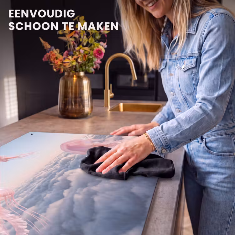 Inductiebeschermer & spatscherm (2in1) - Roze dier - Wolken - Roze dier - Wolken Inductie beschemer met haakjes klein