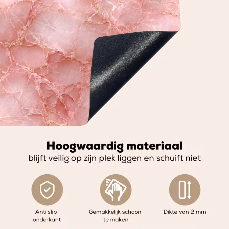 Roze - Kwarts - Goud - Marmer Inductie beschemer met haakjes klein 777 -ky-onderkant-nl