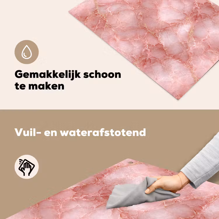 Roze - Kwarts - Goud - Marmer Inductie beschemer met haakjes klein 777 -ky-schoon-nl