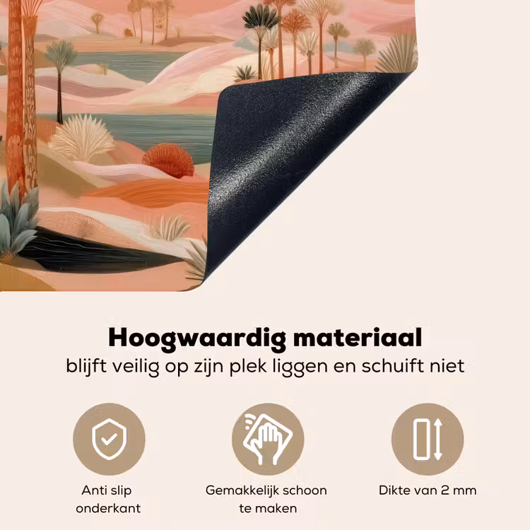 Roze landschap - Palmen - Water Inductie beschemer met haakjes middel -ky-onderkant-nl