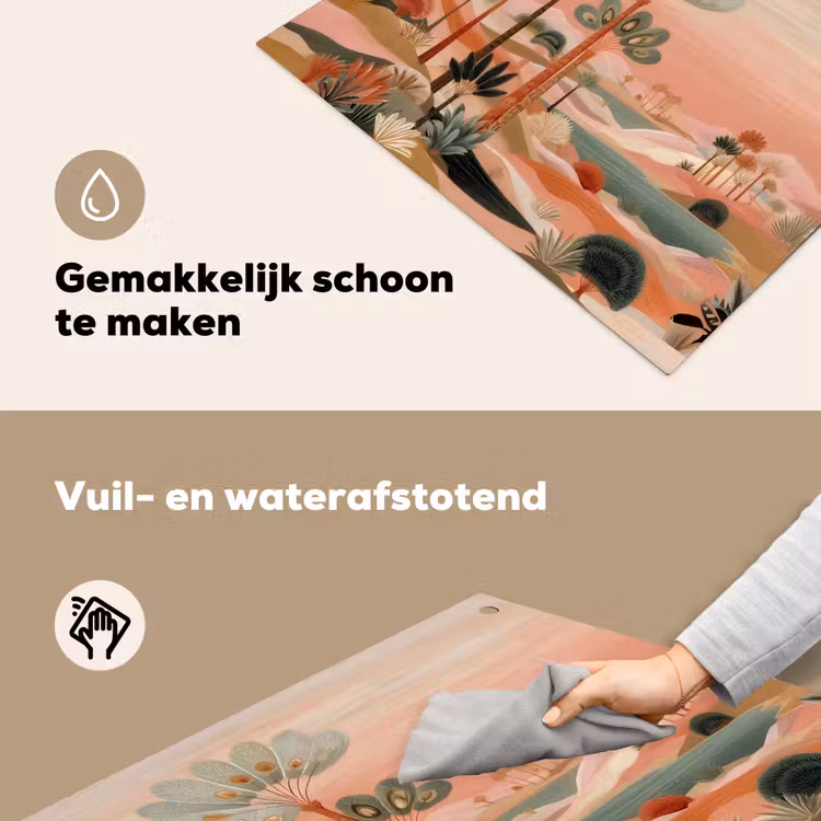 Roze landschap - Palmen - Water Inductie beschemer met haakjes middel -ky-schoon-nl
