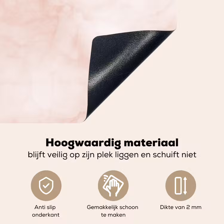 Roze - Marmer - Crème Inductie beschemer met haakjes klein 777 -ky-onderkant-nl