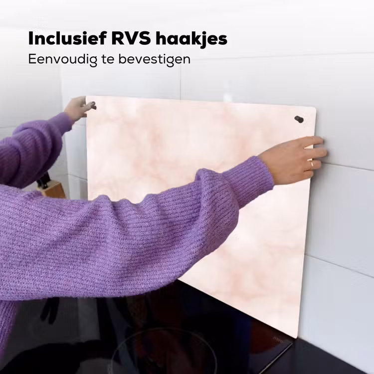 Roze - Marmer - Crème Inductie beschemer met haakjes klein 777 -ky-ophangen-nl