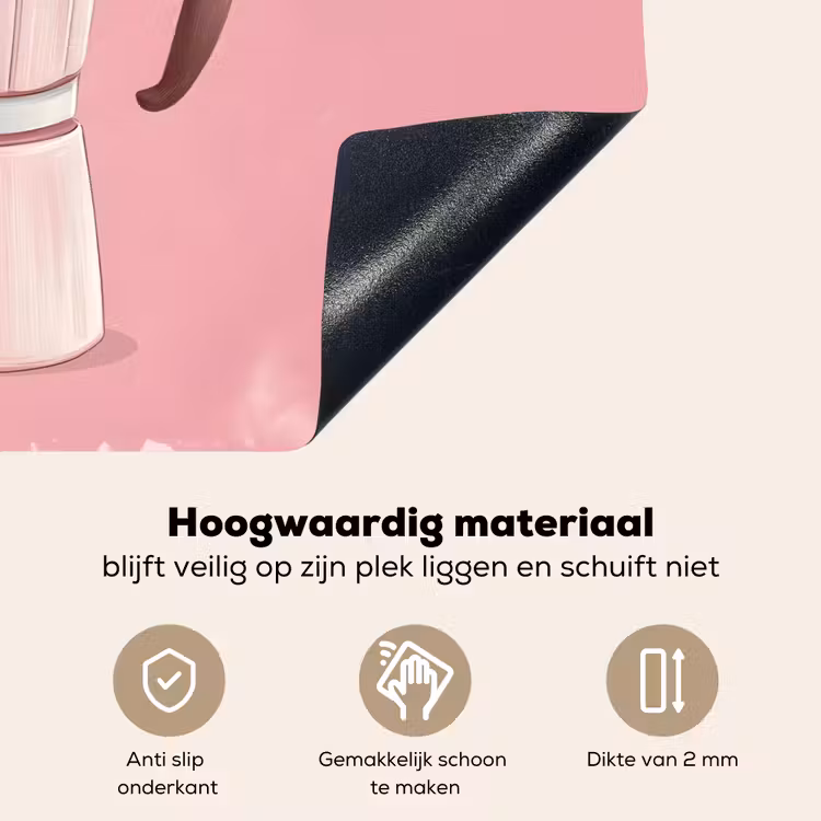Roze - Mokkapot - Illustratie - Koffie Inductie beschemer met haakjes klein -ky-onderkant-nl