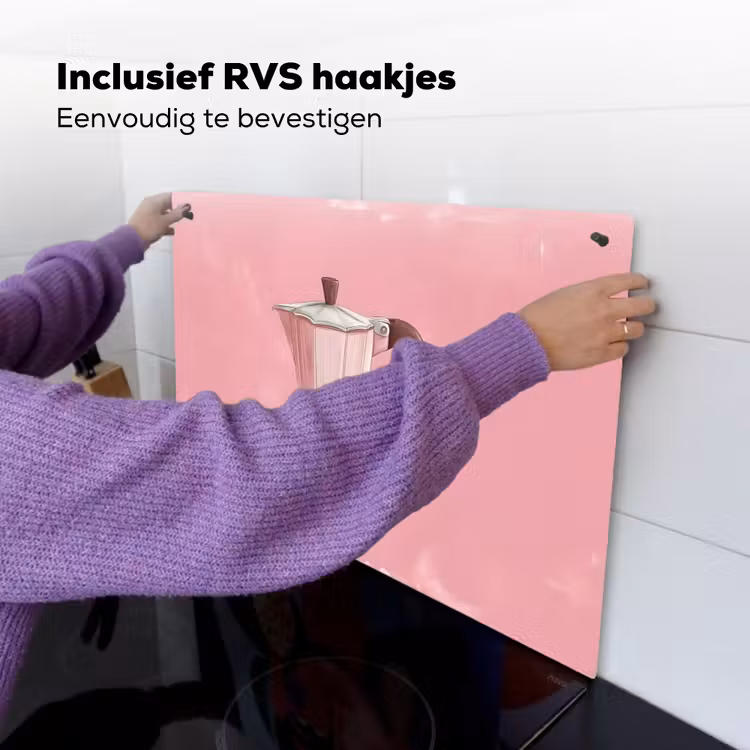 Roze - Mokkapot - Illustratie - Koffie Inductie beschemer met haakjes klein -ky-ophangen-nl