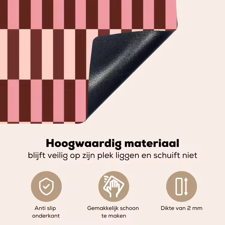 Roze - Rood - Blokjes Inductie beschemer met haakjes klein 777 -ky-onderkant-nl