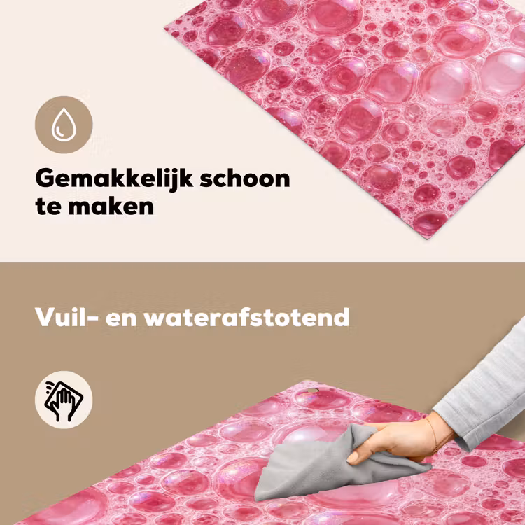 Roze - Schuim - Bubbels Inductie beschemer met haakjes klein -ky-schoon-nl