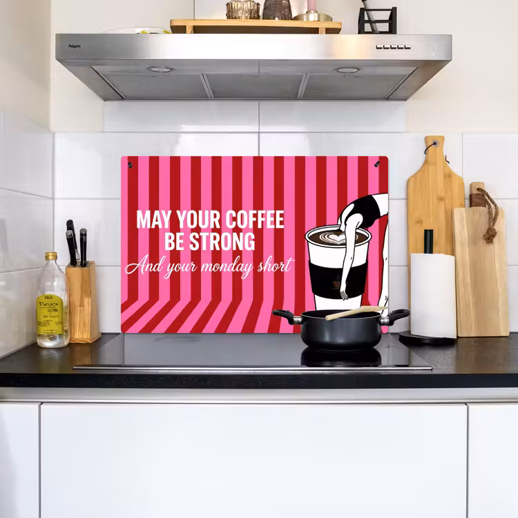 Roze - Strepen - Koffie - Maandag Inductie beschemer met haakjes klein -sfeer2