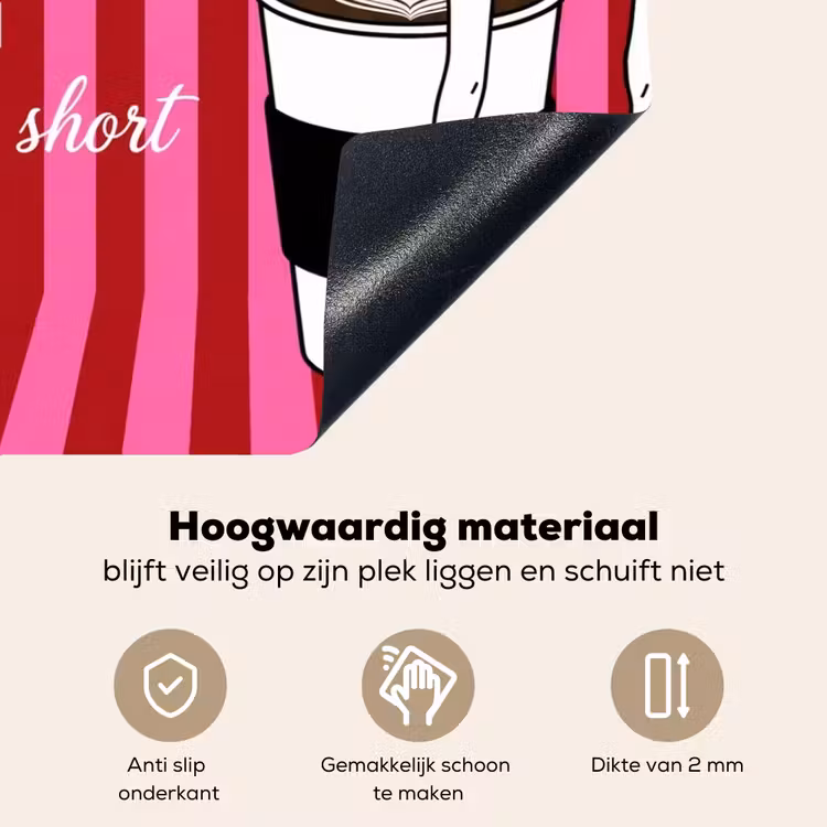 Roze - Strepen - Koffie - Maandag Inductie beschemer met haakjes klein -ky-onderkant-nl