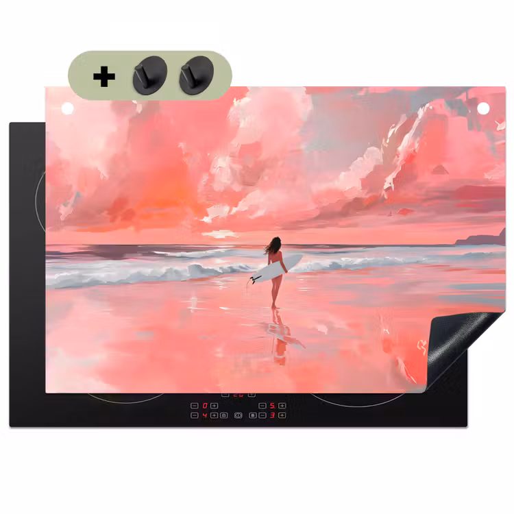 Roze - Surfen - Zee Inductie beschemer met haakjes klein -3d