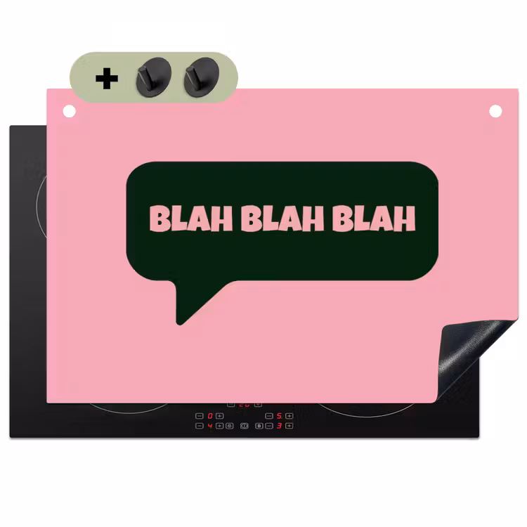 Roze - Tekstwolk - Groen - BLAH BLAH BLAH Inductie beschemer met haakjes klein -3d