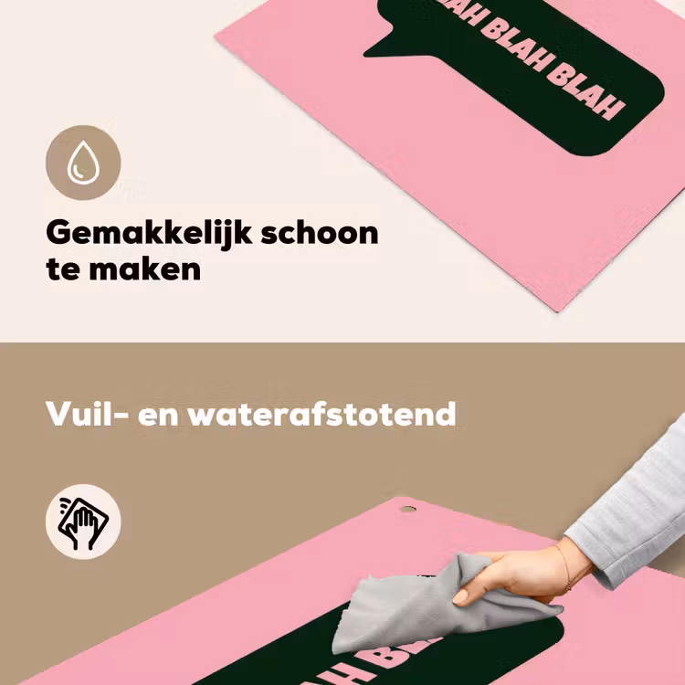 Roze - Tekstwolk - Groen - BLAH BLAH BLAH Inductie beschemer met haakjes klein -ky-schoon-nl