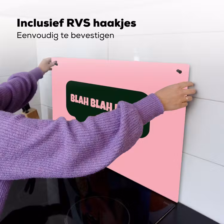 Roze - Tekstwolk - Groen - BLAH BLAH BLAH Inductie beschemer met haakjes klein -ky-ophangen-nl