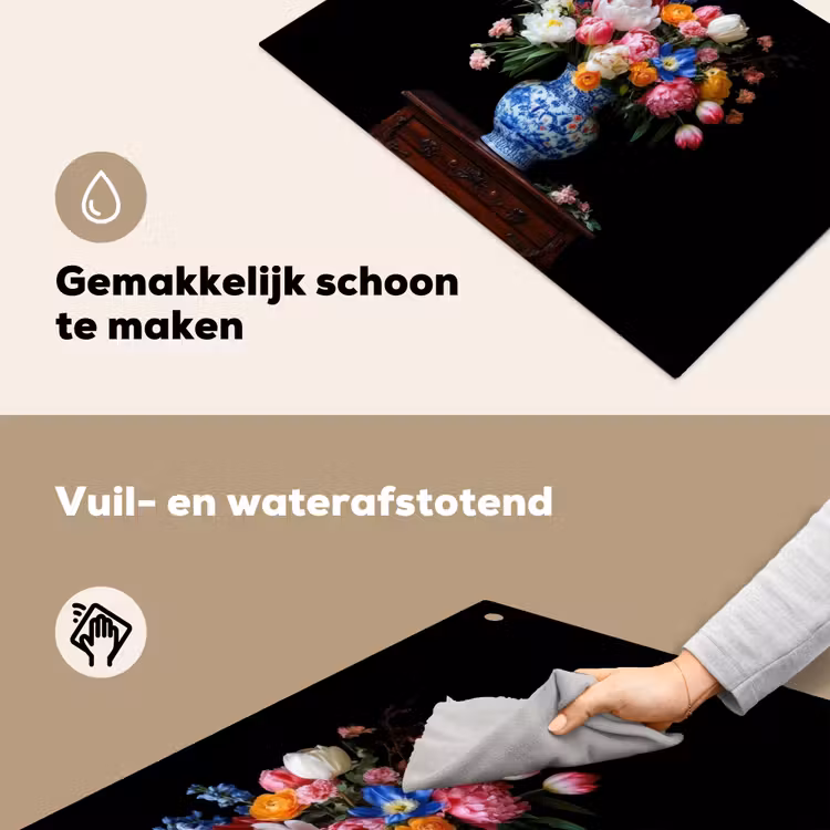 Rozen - Bloemen - Vaas - Boeket Inductie beschemer met haakjes klein -ky-schoon-nl