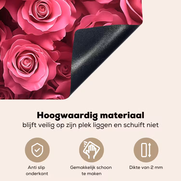 Rozen - Pink - Bloem Inductie beschemer met haakjes klein -ky-onderkant-nl