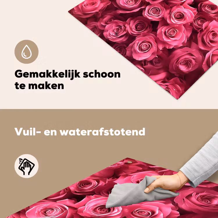 Rozen - Pink - Bloem Inductie beschemer met haakjes klein -ky-schoon-nl
