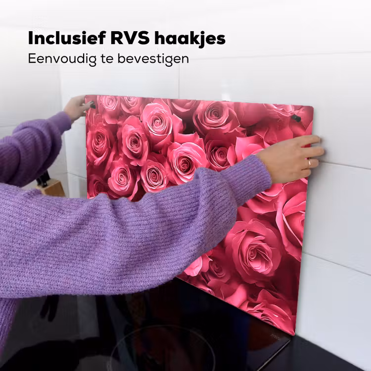 Rozen - Pink - Bloem Inductie beschemer met haakjes klein -ky-ophangen-nl