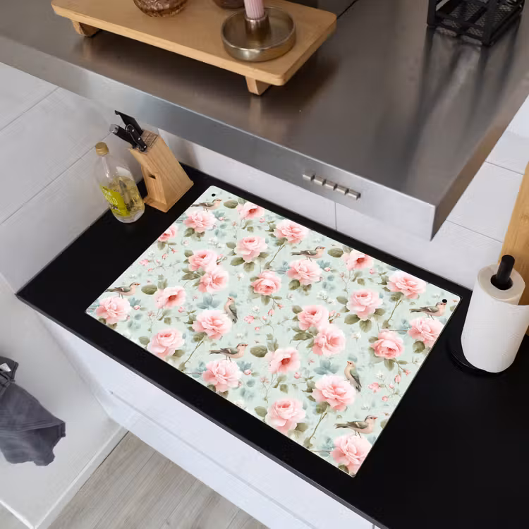 Rozen - Vogels - Pastel - Kleurrijk Inductie beschemer met haakjes klein 777 -sfeer1