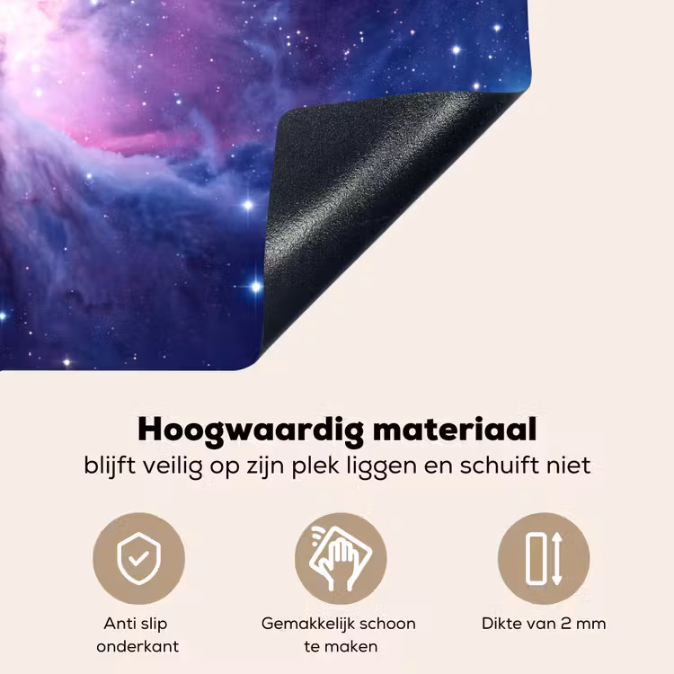 Ruimte - Sterren - Kleurrijk Inductie beschemer met haakjes klein -ky-onderkant-nl