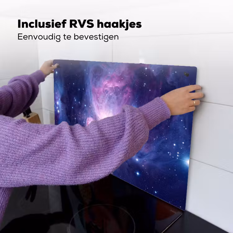 Ruimte - Sterren - Kleurrijk Inductie beschemer met haakjes klein -ky-ophangen-nl