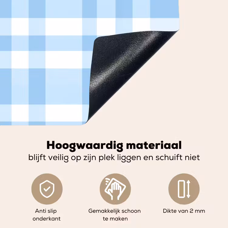 Ruit - Patroon - Blauw Inductie beschemer met haakjes klein 777 -ky-onderkant-nl
