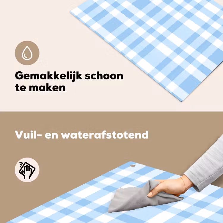 Ruit - Patroon - Blauw Inductie beschemer met haakjes klein 777 -ky-schoon-nl