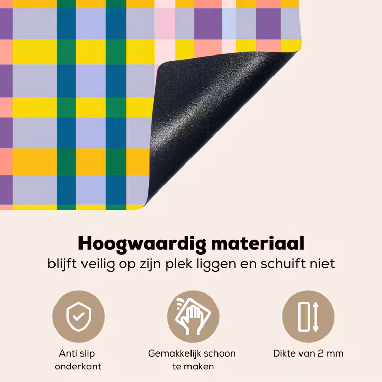 Ruit - Patroon - Kleurrijk Inductie beschemer met haakjes klein 777 -ky-onderkant-nl