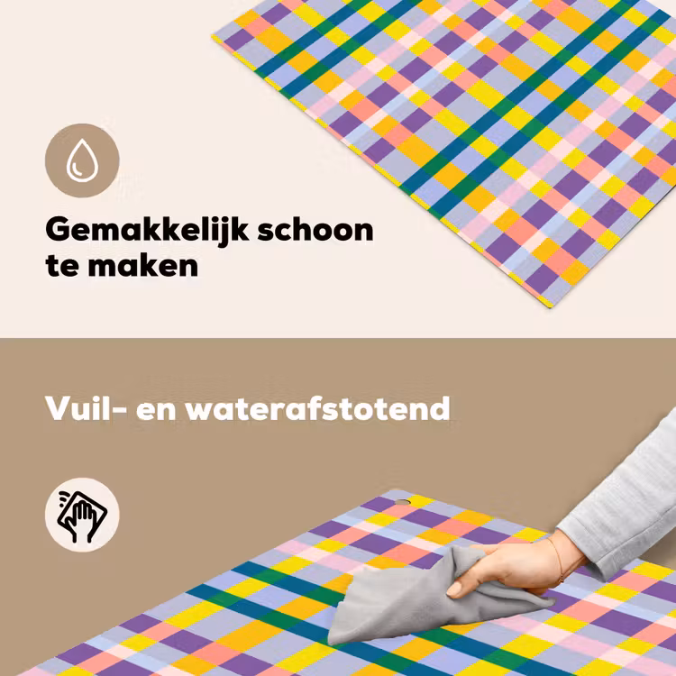 Ruit - Patroon - Kleurrijk Inductie beschemer met haakjes klein 777 -ky-schoon-nl