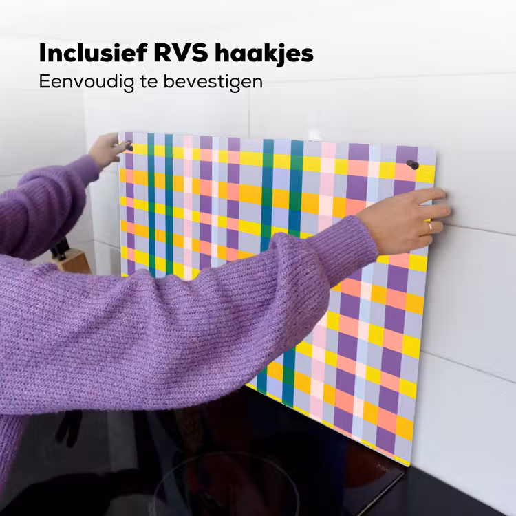 Ruit - Patroon - Kleurrijk Inductie beschemer met haakjes klein 777 -ky-ophangen-nl