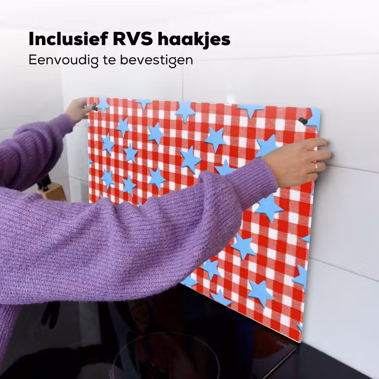 Ruit - Sterren - Rood Inductie beschemer met haakjes klein 777 -ky-ophangen-nl